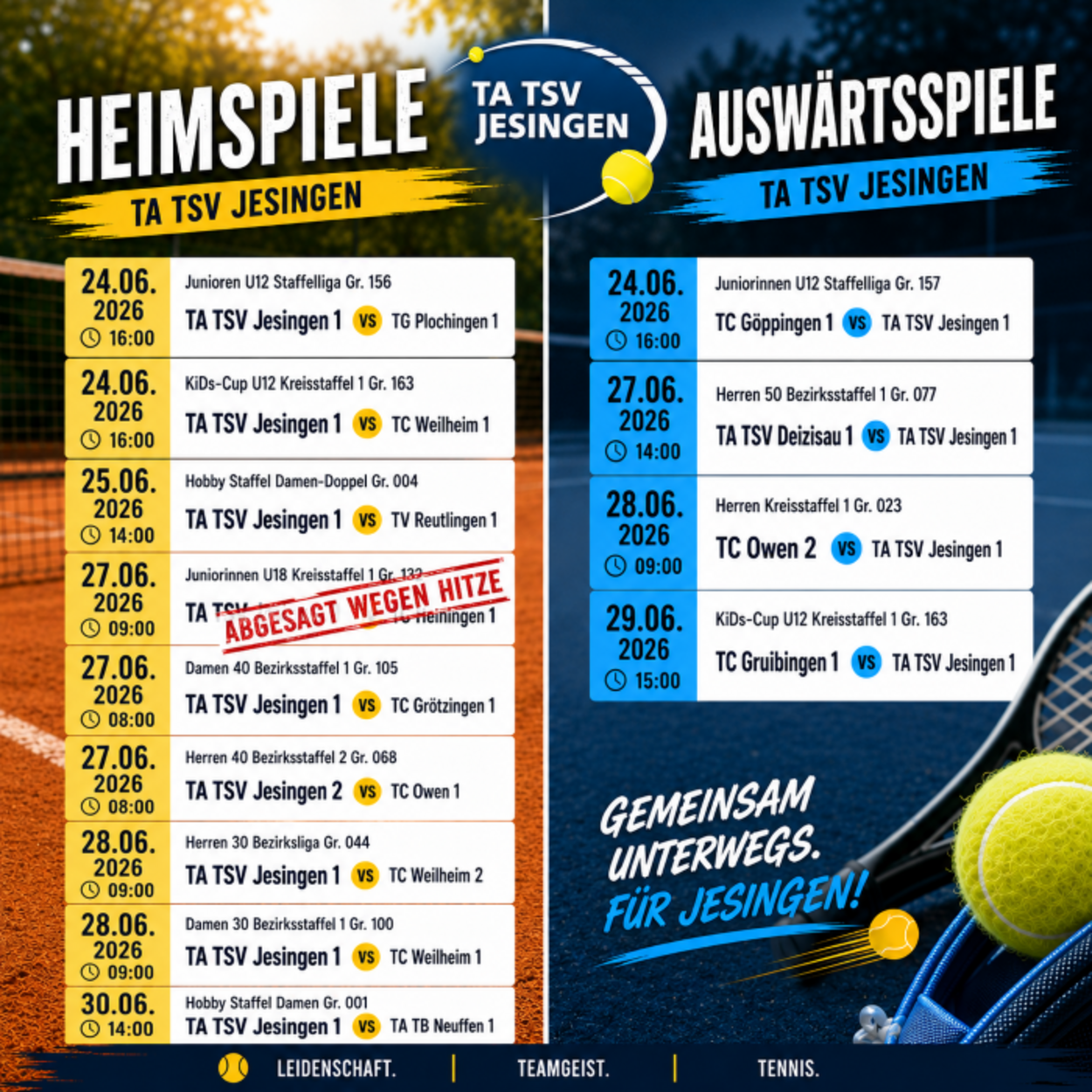 Heim-und Auswärtsspiele diese Woche 